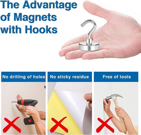 LOVIMAG Magnetic Hooks Heavy Duty, 110 lb Strong Magnetic Hooks for Hanging, Toolbox, Cruise, Office and Kitchen etc- 2 Pack in Saudi Arabia