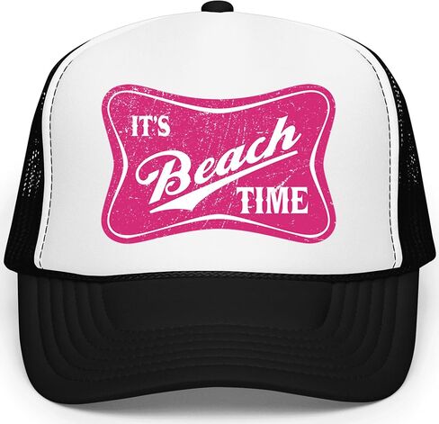 It's Beach Time Vintage Summer Classic 5 Panel Mesh Foam Front Trucker Hat Snap Back in Kuwait