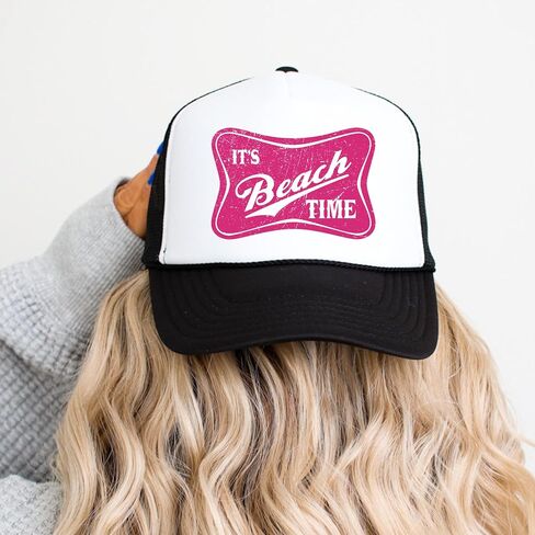 It's Beach Time Vintage Summer Classic 5 Panel Mesh Foam Front Trucker Hat Snap Back in Kuwait