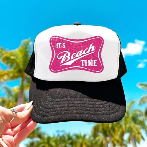 It's Beach Time Vintage Summer Classic 5 Panel Mesh Foam Front Trucker Hat Snap Back in Kuwait