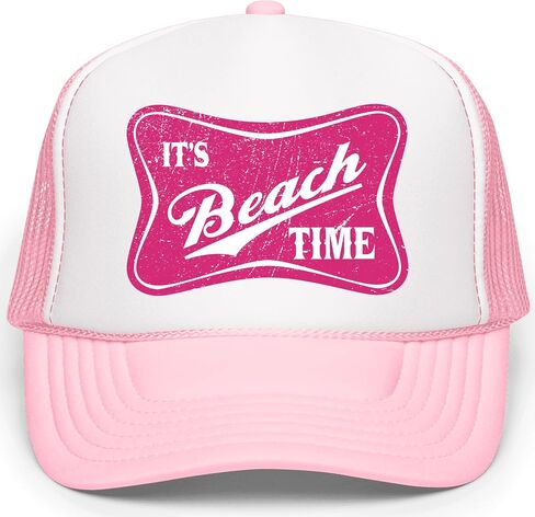 It's Beach Time Vintage Summer Classic 5 Panel Mesh Foam Front Trucker Hat Snap Back in Kuwait