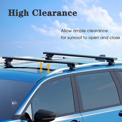 فيليكفالو 53 "جميع رف سقف المعادن عبر القضبان العالمية رفوف الجانبية المرتفعة ، 260 رطلاً رفوف سقف من الألومنيوم الثقيلة تم تمديدها للدراجة الناقلة على السطح كاياك أمتعة in Kuwait