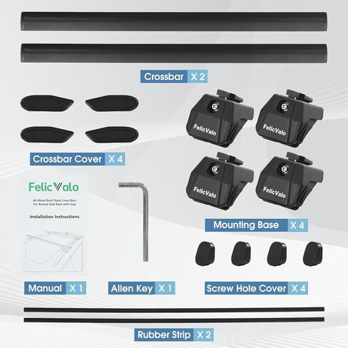 فيليكفالو 53 "جميع رف سقف المعادن عبر القضبان العالمية رفوف الجانبية المرتفعة ، 260 رطلاً رفوف سقف من الألومنيوم الثقيلة تم تمديدها للدراجة الناقلة على السطح كاياك أمتعة in Kuwait