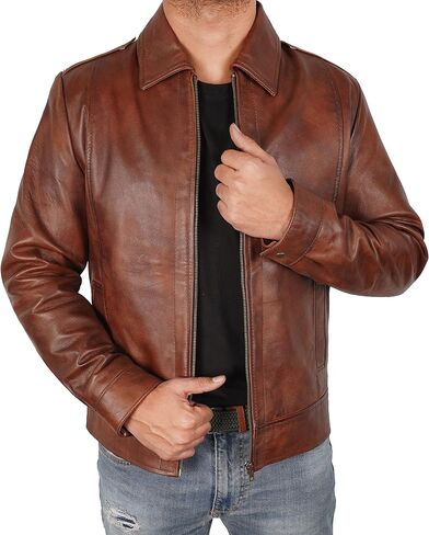 سترة جلدية للرجال - Lambskin Classic Classic Style Leather Justicets للرجال بني جلدي سترة للرجال in Kuwait