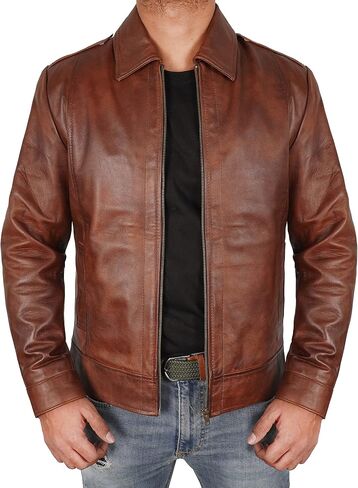 سترة جلدية للرجال - Lambskin Classic Classic Style Leather Justicets للرجال بني جلدي سترة للرجال in Kuwait