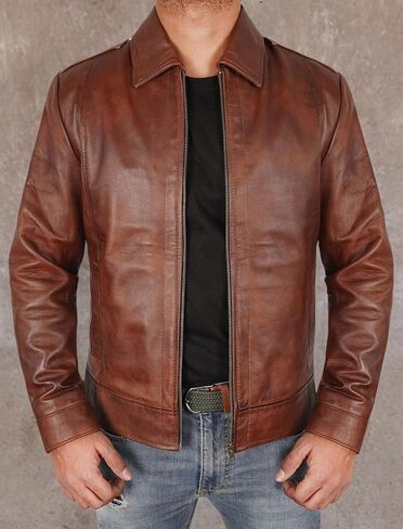 سترة جلدية للرجال - Lambskin Classic Classic Style Leather Justicets للرجال بني جلدي سترة للرجال in Kuwait