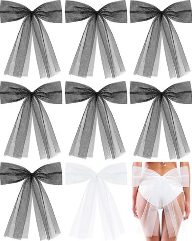 8 Pcs Bachelorette Bikini Bow Veil Detachable Tulle Bow Bach Pool Party Bathing Suit Bikini Accessories in Saudi Arabia