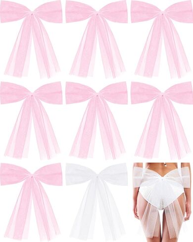 8 Pcs Bachelorette Bikini Bow Veil Detachable Tulle Bow Bach Pool Party Bathing Suit Bikini Accessories in Saudi Arabia