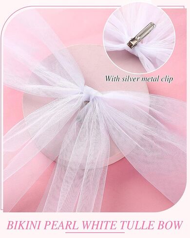 8 Pcs Bachelorette Bikini Bow Veil Detachable Tulle Bow Bach Pool Party Bathing Suit Bikini Accessories in Saudi Arabia