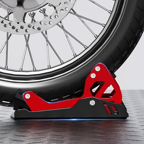 شقاثة عجلات الدراجات النارية الصلب تصميم أسود/أحمر مضاد | Universal Front Wheel Stand للدراجات الترابية والدراجات النارية | Compact & Portable (5.3 "H X 10.8" L x 6.1 "W) in Saudi Arabia