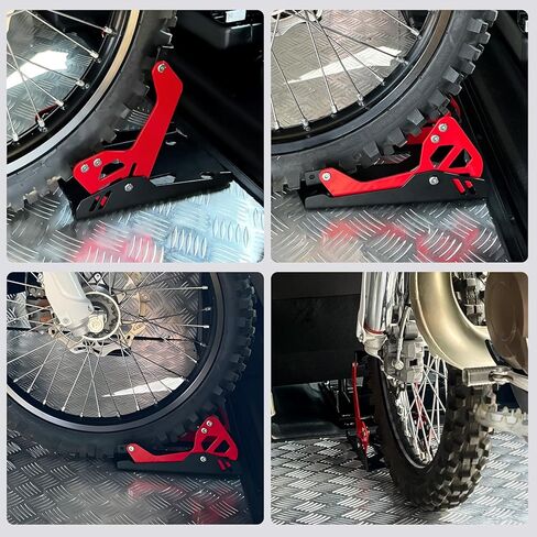 شقاثة عجلات الدراجات النارية الصلب تصميم أسود/أحمر مضاد | Universal Front Wheel Stand للدراجات الترابية والدراجات النارية | Compact & Portable (5.3 "H X 10.8" L x 6.1 "W) in Saudi Arabia