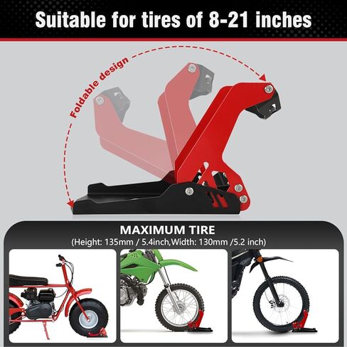 شقاثة عجلات الدراجات النارية الصلب تصميم أسود/أحمر مضاد | Universal Front Wheel Stand للدراجات الترابية والدراجات النارية | Compact & Portable (5.3 "H X 10.8" L x 6.1 "W) in Saudi Arabia