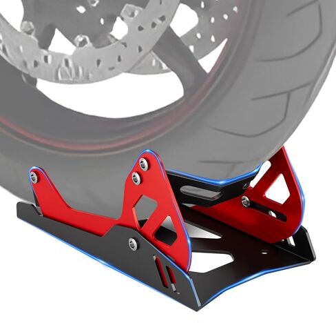 شقاثة عجلات الدراجات النارية الصلب تصميم أسود/أحمر مضاد | Universal Front Wheel Stand للدراجات الترابية والدراجات النارية | Compact & Portable (5.3 "H X 10.8" L x 6.1 "W) in Saudi Arabia