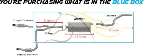 Northeastern Exhaust | Stainless Steel Y-Pipe, Muffler, Tail Pipe Exhaust System Kit Compatible for Jeep Liberty 2004 3.7L | Free Gasket and Clamps Included | Automotive Replacement Part in Saudi Arabia