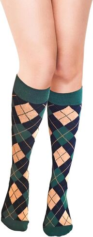 Argyle Knee High Socks for Women Vintage Long Tube Socks Halloween Party Costume Knee Highs Calf Stocking Sock in Saudi Arabia