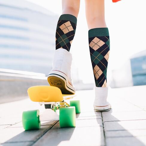 Argyle Knee High Socks for Women Vintage Long Tube Socks Halloween Party Costume Knee Highs Calf Stocking Sock in Saudi Arabia
