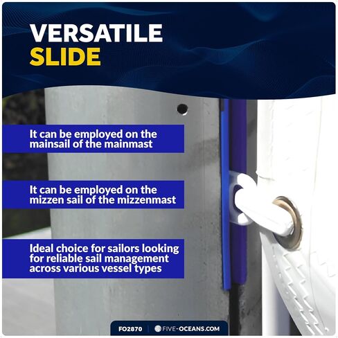 Five Oceans Sail Slide - Internal Track - 7/16-Inch (11mm) Internal Mast Track Slide, 10-Pack for Small to Medium-Sized Sailboats, Cruising Yachts, Ketches, and Yawls- FO2870 in Kuwait