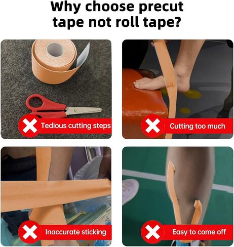 Precut Kinesiology Tape for Knees, 10 Pcs - Knee Support & Stability, Knee Pain Relief Athletic Tape - Waterproof & Elastic, Breathable Hypoallergenic Latex-Free Tape, Black in Saudi Arabia