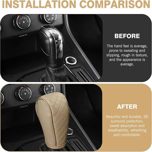 Car Gear Shift Knob Cover, Soft Leather Car Stick Shift Konb Cover, Anti-Slip Auto Konb Gear Shift Stick Protector, Universal Car Shift Protector Decorative Accessories for Most Cars (Black) in Saudi Arabia
