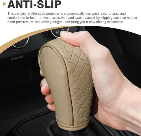 Car Gear Shift Knob Cover, Soft Leather Car Stick Shift Konb Cover, Anti-Slip Auto Konb Gear Shift Stick Protector, Universal Car Shift Protector Decorative Accessories for Most Cars (Black) in Saudi Arabia