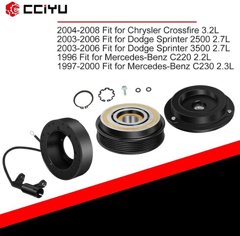 CCIYU AC القابض ملائمة ل Dodge Sprinter 3500 2.7L 2003-2006 ملائمة لمرسيدس-بنز CLK55 AMG 5.5L 2001-2002 Auto إصلاح ضواغط AC مجموعة القابض in Saudi Arabia