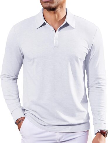 COOFANDY Mens Polo Shirts Long Sleeve Casual Lightweigt Golf Polos Button Collared TShirt in Saudi Arabia