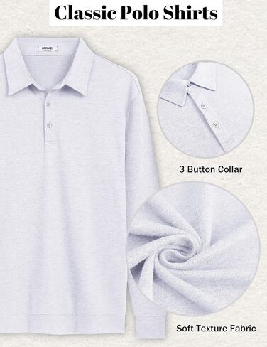 COOFANDY Mens Polo Shirts Long Sleeve Casual Lightweigt Golf Polos Button Collared TShirt in Saudi Arabia