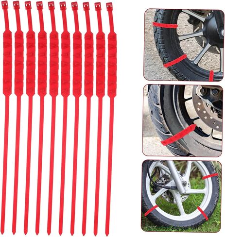 Zerodeko 10pcs Nylon Tire Snow Chains for Motorcycle Electric Bikes Scooters Skid Wheel Traction for Snow Mud Ice Quick Installation Fit in Saudi Arabia