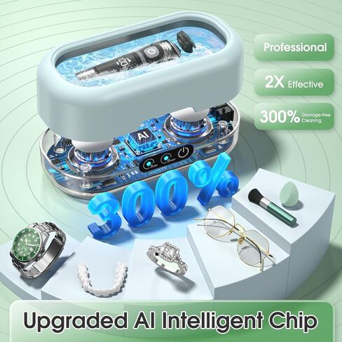 Professional Ultrasonic Jewelry Cleaner with Digital Timer,50KHz Ultrasonic Cleaner Machine with 304 Stainless Steel for Jewelry,Eyeglasses, Rings, Coin, Watch Strap, Tools, Dentures, Hygiene Items in Saudi Arabia