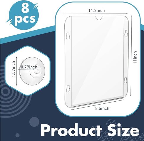 12 Pack Acrylic Window Sign Holder 8.5 x 11 Inch with 4 Suction Cups Clear Acrylic Frames for Glass Door Window Wall Mount Sign Holder for Home Office Mall Promotion Restaurant Menus Advertise in Kuwait