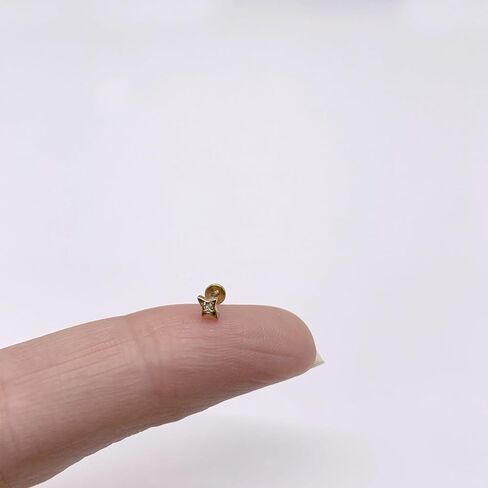 Flat Back Stud Cartilage Hypoallergenic Earrings For Women 18G Titanium Gold Tragus CZ Flatback Helix Silver Threadless Piercing 14K Small Tiny Studs Jewelry in Saudi Arabia
