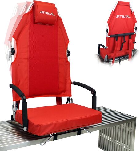 Padded Bleacher Seat – The Ultimate Reclining Stadium Chair with Full Back & Neck Support and 360° Swivel – Lightweight, Foldable, and Portable with Backpack Straps - Patent Pending in Saudi Arabia