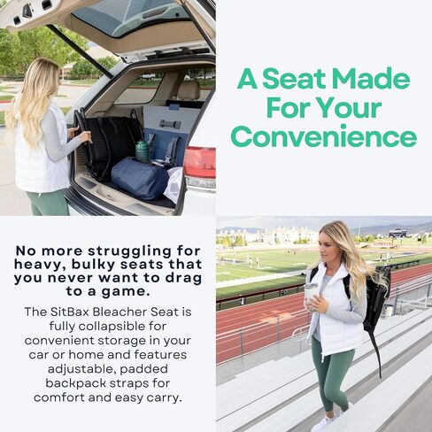 Padded Bleacher Seat – The Ultimate Reclining Stadium Chair with Full Back & Neck Support and 360° Swivel – Lightweight, Foldable, and Portable with Backpack Straps - Patent Pending in Saudi Arabia