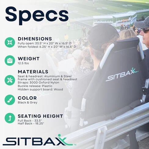 Padded Bleacher Seat – The Ultimate Reclining Stadium Chair with Full Back & Neck Support and 360° Swivel – Lightweight, Foldable, and Portable with Backpack Straps - Patent Pending in Saudi Arabia