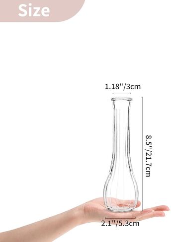 NUPTIO Glass Bud Vases Centerpiece: 3 Pcs Small Flower Vase for Wedding in Bulk - Cute Clear Ribbed Vase for Party Events Home Table Decor in Kuwait