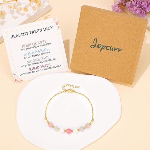 هدية الحمل الصحي Joycuff ، أساور Moonstone ، أساور الأمل للنساء ، عيد ميلاد عيد الميلاد عيد الميلاد لأول مرة هدايا أمي in Kuwait