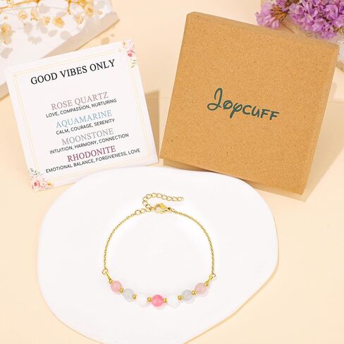 هدية الحمل الصحي Joycuff ، أساور Moonstone ، أساور الأمل للنساء ، عيد ميلاد عيد الميلاد عيد الميلاد لأول مرة هدايا أمي in Saudi Arabia