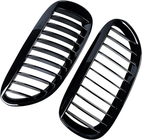 Astra Depot Kidney Grille Inserts Compatible with 2004-2010 BMW E63 E64 650i 650Ci 645Ci M6 2-Door (Glossy Black M-Color) in Saudi Arabia