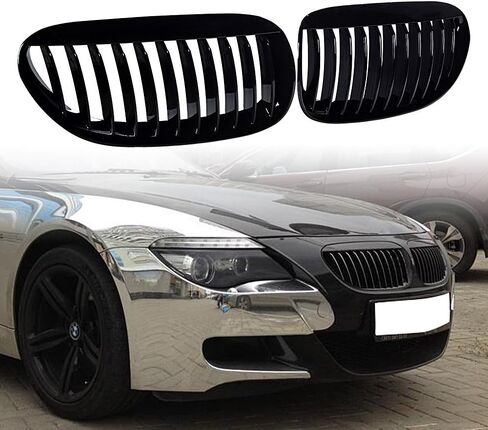 Astra Depot Kidney Grille Inserts Compatible with 2004-2010 BMW E63 E64 650i 650Ci 645Ci M6 2-Door (Glossy Black M-Color) in Saudi Arabia
