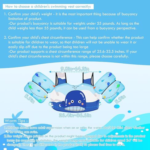 Swim Vest for Kids 30-60 Lbs Girls Boys Life Jacket with Double Security Buckle Floaties for Toddler from 2,3,4,5,6,7,8 Years Old Children in Saudi Arabia