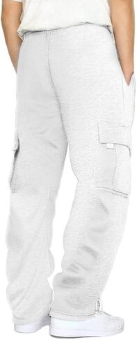 HUNGSON Mens Cargo Sweatpants Drawstring Casual Hiking Pants Joggers Athletic Trousers Cotton Loose Straight Pants for Men in Kuwait