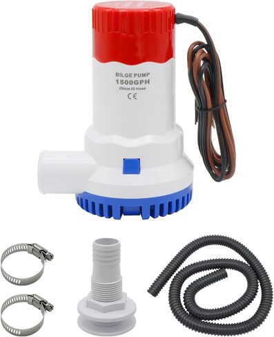 Bilge Pump Installation Kit, 3/4 Inch Dia Bilge Pump Hose,6 FT Premium Quality Kink-free Flexible PVC Hose, Stainless Steel Hoop*2 and Thru-Hull Fitting Can Be Used with Bilge Pump in Saudi Arabia