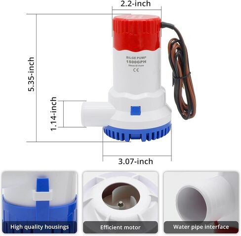 Bilge Pump Installation Kit, 3/4 Inch Dia Bilge Pump Hose,6 FT Premium Quality Kink-free Flexible PVC Hose, Stainless Steel Hoop*2 and Thru-Hull Fitting Can Be Used with Bilge Pump in Saudi Arabia