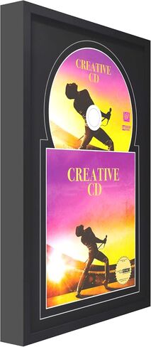 Creative Picture Frames 8" x 12" CD Jukebox Music Frame Double Black-Black Matting Displays Cover Art and 4 7/8-inch Dia. Disc Self Standing with Wall Hanger in Saudi Arabia