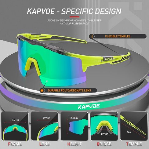 KAPVOE Polarized Cycling Glasses Sports Sunglasses for Men Women, UV400 MTB Bicycle Mountain Bike Glasses with 3 Lenses in Kuwait