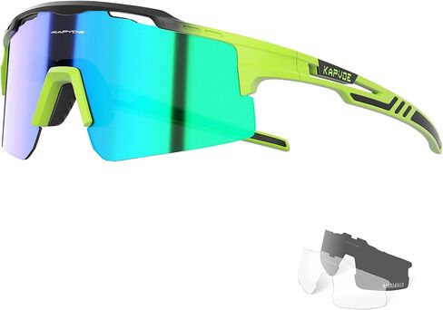 KAPVOE Polarized Cycling Glasses Sports Sunglasses for Men Women, UV400 MTB Bicycle Mountain Bike Glasses with 3 Lenses in Kuwait