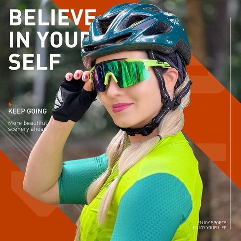 KAPVOE Polarized Cycling Glasses Sports Sunglasses for Men Women, UV400 MTB Bicycle Mountain Bike Glasses with 3 Lenses in Kuwait