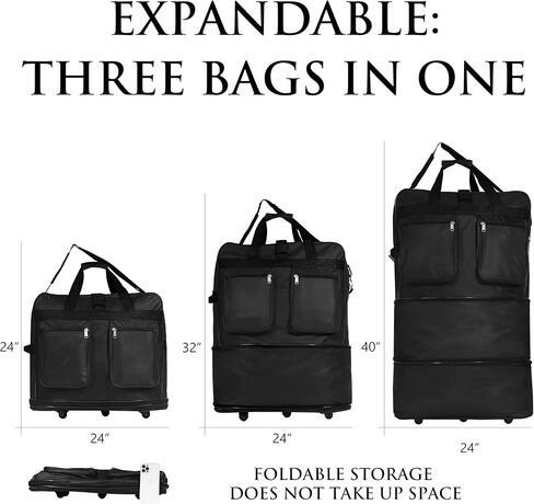 40 "" Navy Blue Large Rolling 6 Duffel Bag Bag حقيبة سبينر حقيبة (أسود) ، BLK1PK40 in Kuwait