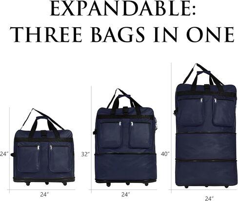 40 "" Navy Blue Large Rolling 6 Duffel Bag Bag حقيبة سبينر حقيبة (أسود) ، BLK1PK40 in Kuwait