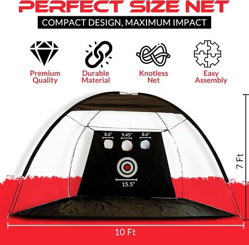 Golf Practice Net Kit Complete Golf Net 10x7ft with Golf Mat, 6 Balls, Rubber Tee, 4 Ground Stakes - Durable Indoor & Outdoor Net for Enhanced Backyard Driving & Real Ball Training in Saudi Arabia